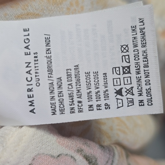 American Eagle Outfitters Floral Blouse - Cream and Orange, Size L - Picture 4 of 4